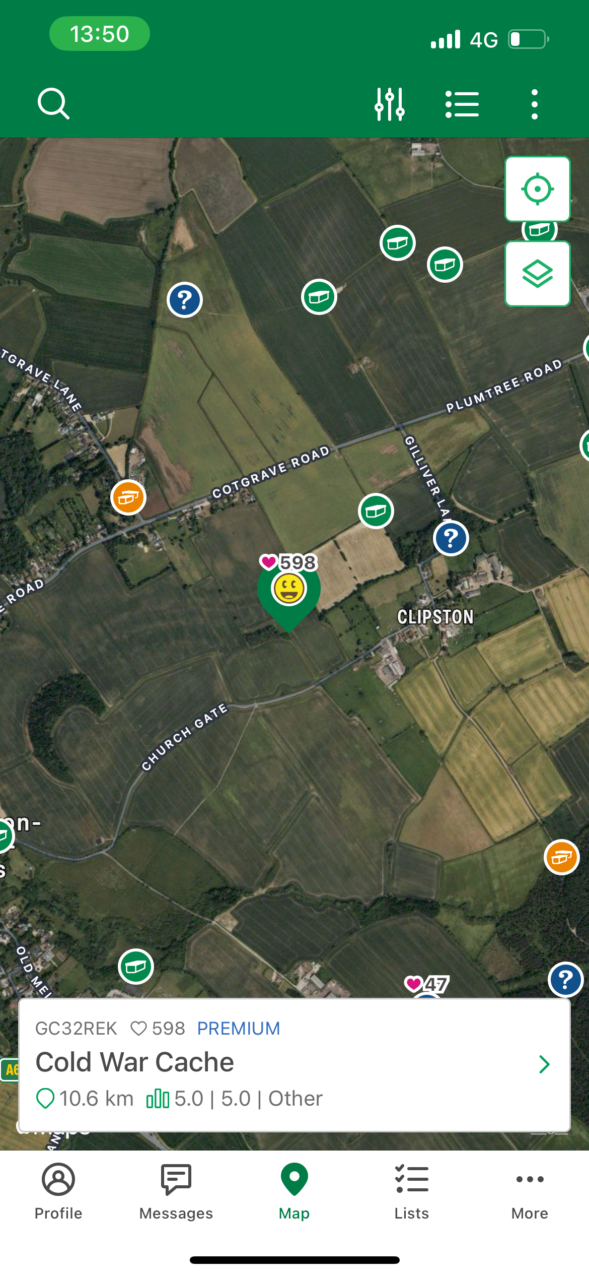 Image of Favourite Points on a Geocache Map