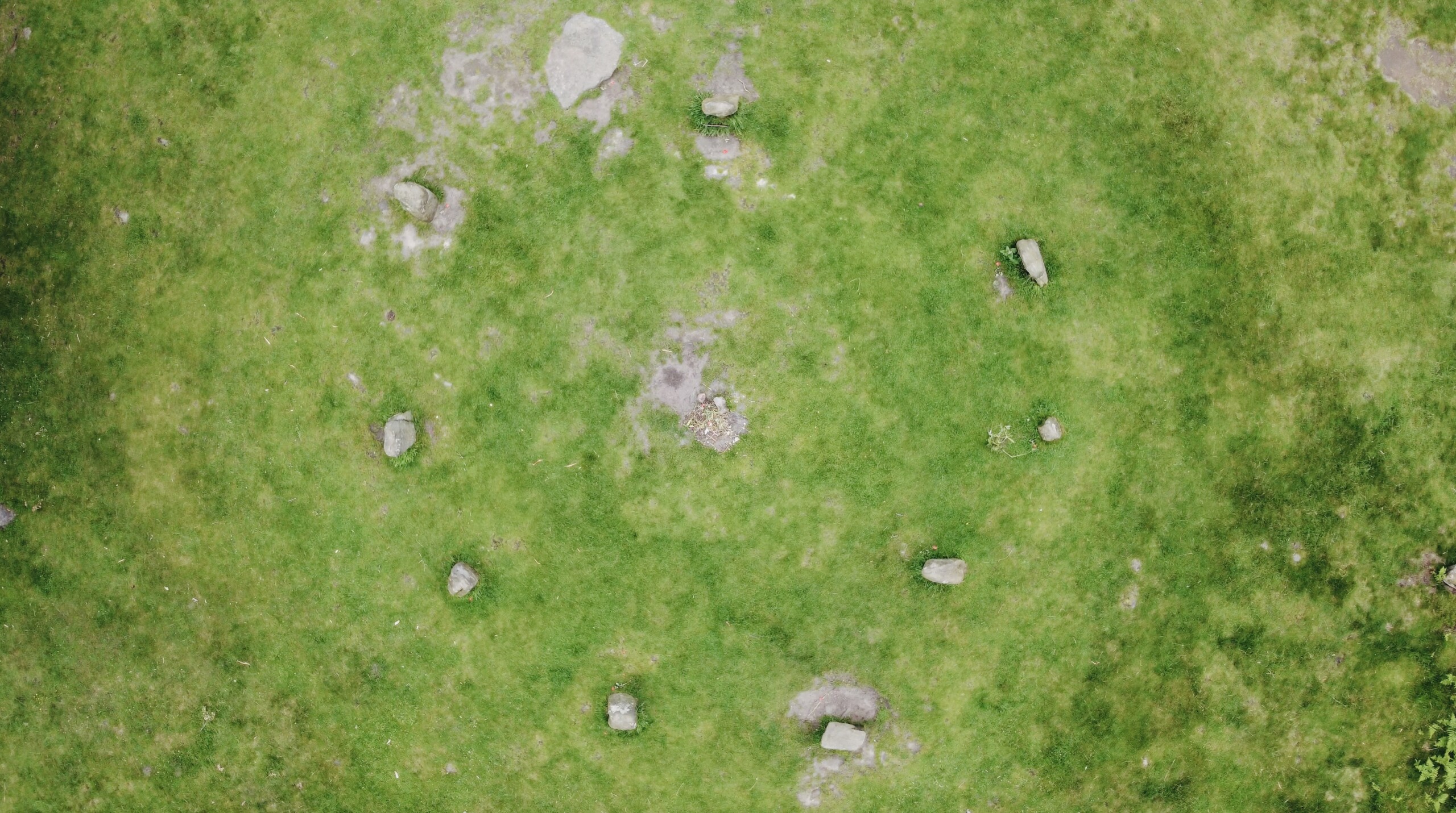 A drone shot of Nine Stone Ladies in The Peak District