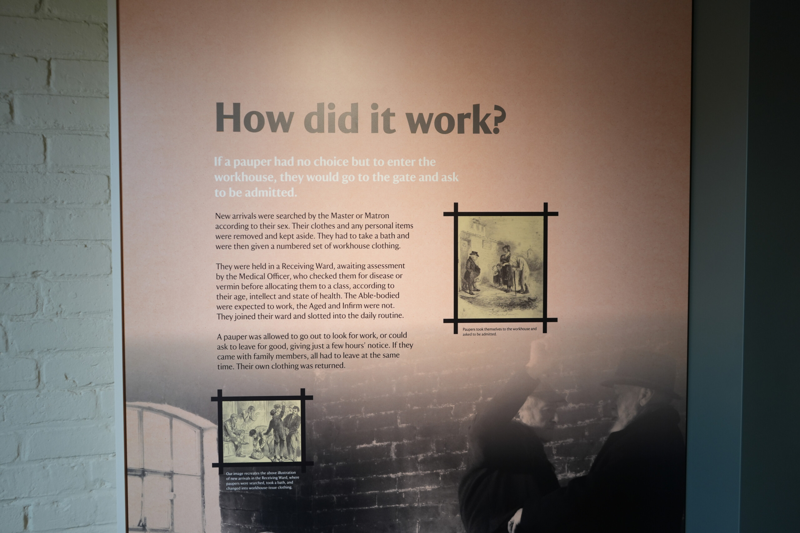 The Workhouse Information Display Explaining Admission Process For Paupers Southwell Nottinghamshire England How did it work information at the Workhouse in Southwell